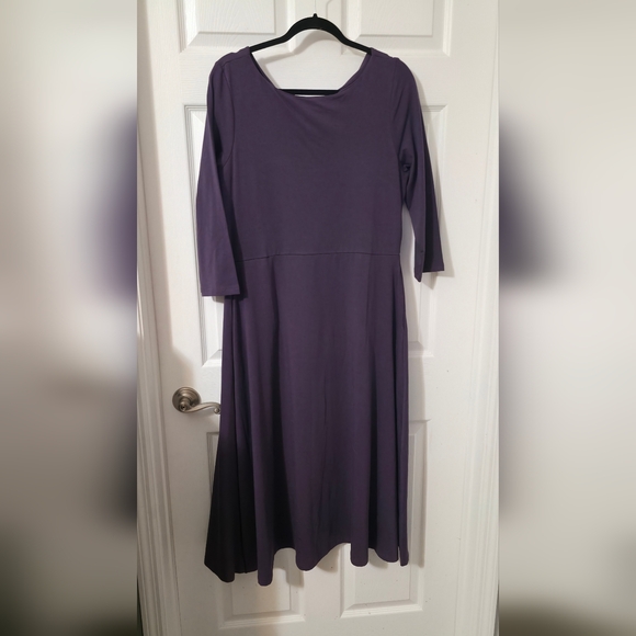 Pact, Organic Cotton Purple Fit And Flare Dress, Midi, XL - Picture 1 of 3